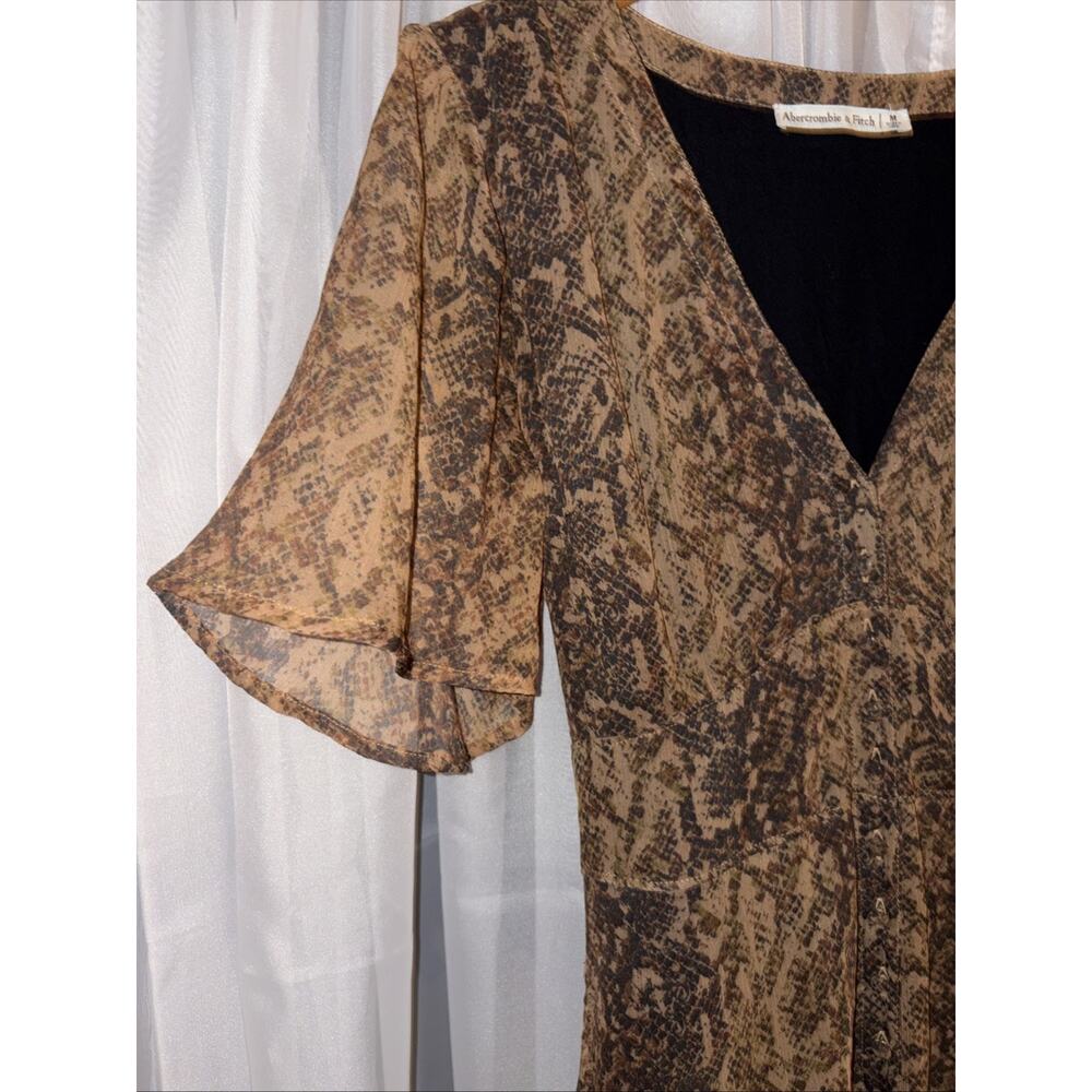 Abercrombie & Fitch Womens Mini Dress Sz Medium Snake Print Sheer 90s Grunge - Picture 7 of 11